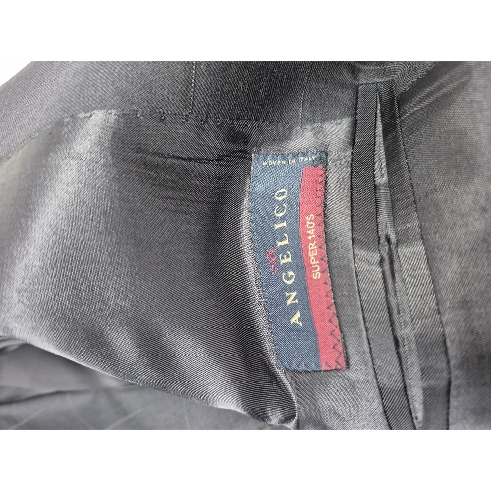 Roberto Zanieri Suit Mens 44R Blue Wool Super 140s Check 2 Piece 38x36 Italy NWT - Picture 6 of 16